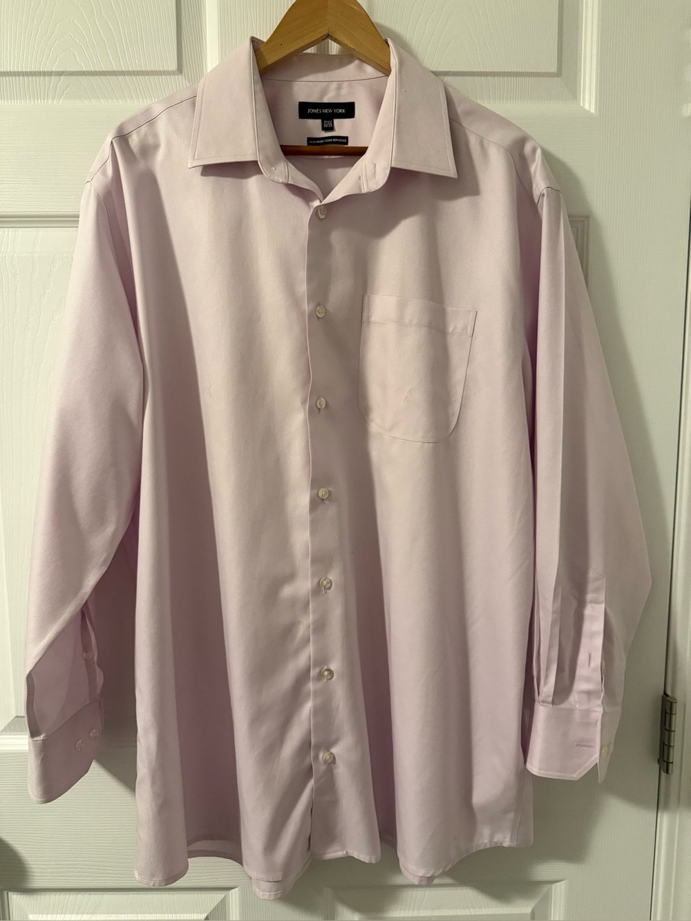 Jones New York Men’s Non-Iron Dress Shirt Light Pink 17.5 32/33 Button Front